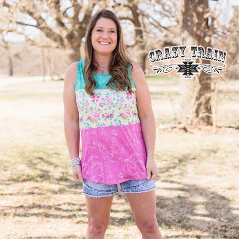 Crazy Train Floral Fancy Tank